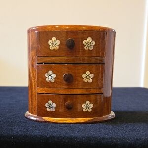 Vietnamese wood Jewelry brown and white organizer with Multiple Drawers